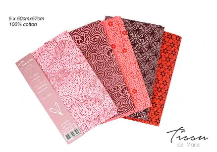 Tissu de Marie Fat Quarter Rose 50x57cm - 5 Stk.