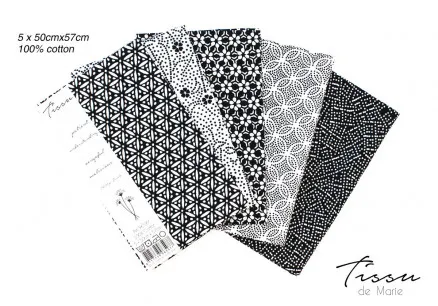 Tissu de Marie Fat Quarter Neutral Pearl 50x57cm - 5 Stk.